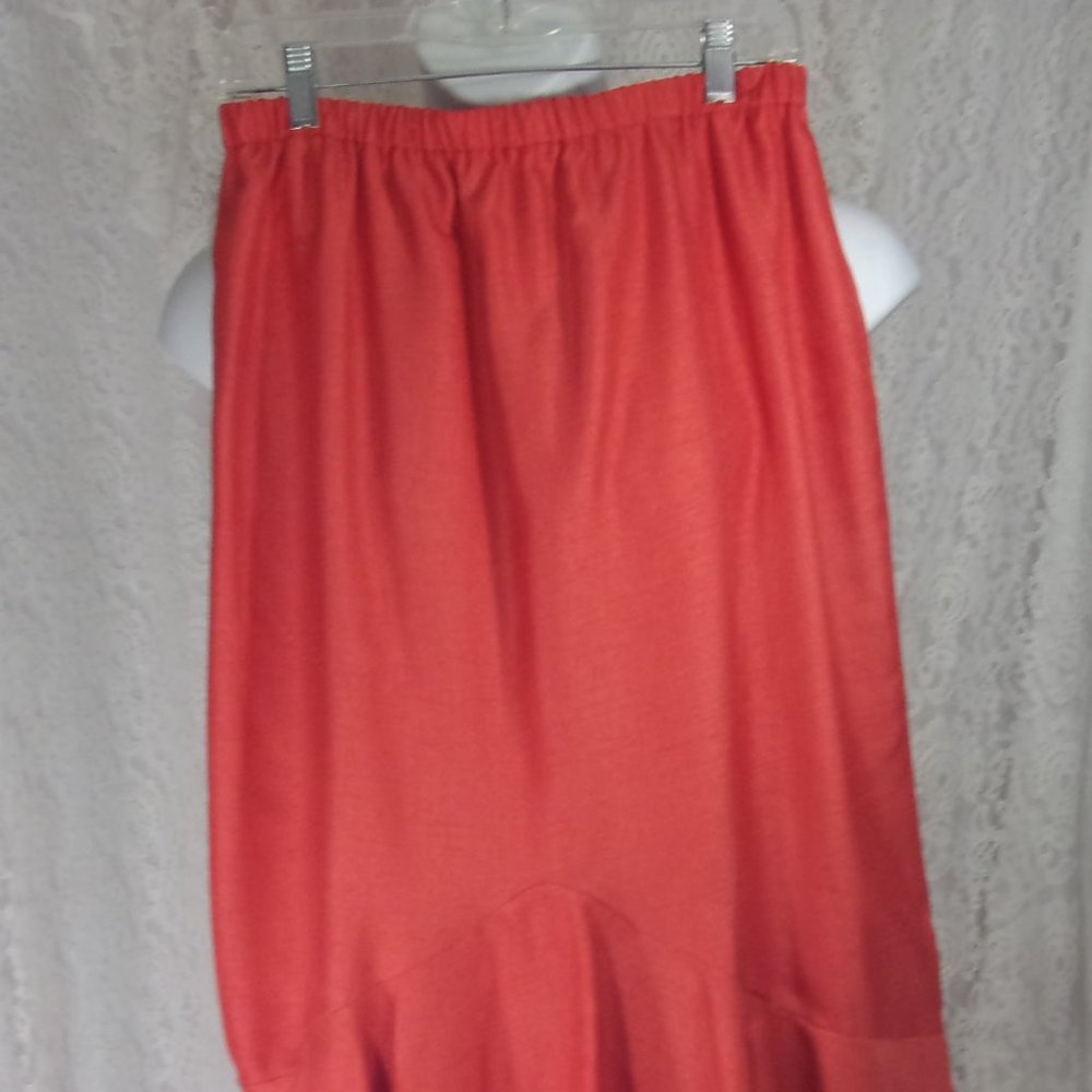 Maxi Coral Skirt With Wide Bottom Ruffle